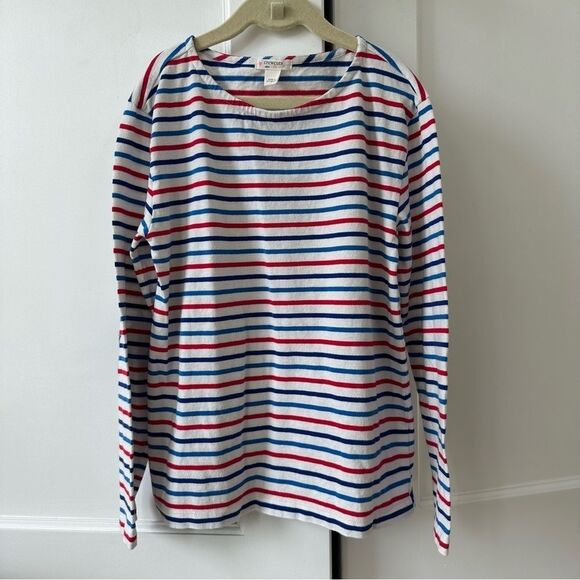 Crewcuts Girls' boatneck T-shirt in star-patch stripe size L (10-11) Long Sleeve - Picture 2 of 9